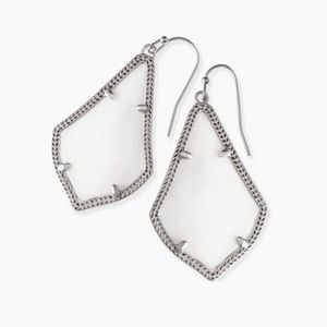 Kendra Scott Alex Silver Drop Earrings in White Mother-of-Pearl